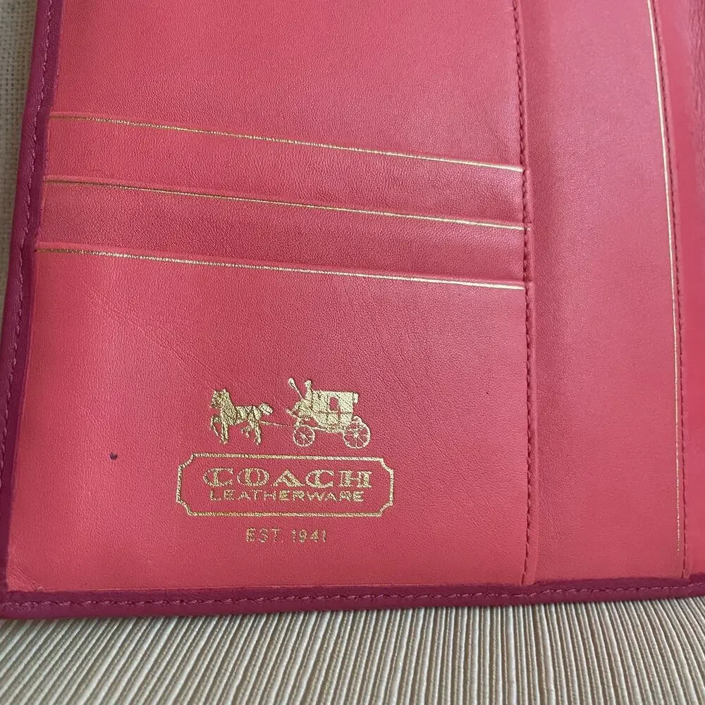 Coach Legacy Turnlock Planner Cover Pink Leather Agenda, Pen, Notebook Rare Y2K